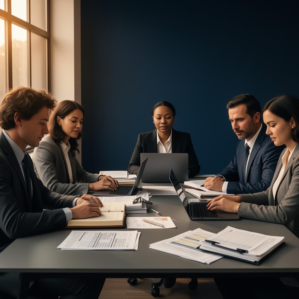 Finance professionals reviewing coverage documents together